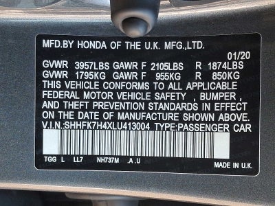 2020 Honda Civic Hatchback Sport